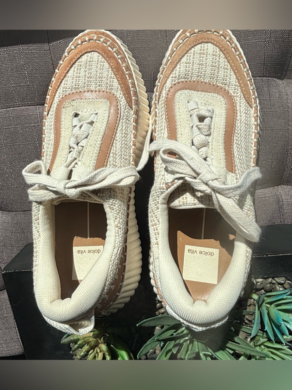DOLCE VITA DOLEN PLATFORM LACE-UP TEXTURED KNIT UPPER SUEDE MULTICOLORED SZ 7.5 - Picture 9 of 11
